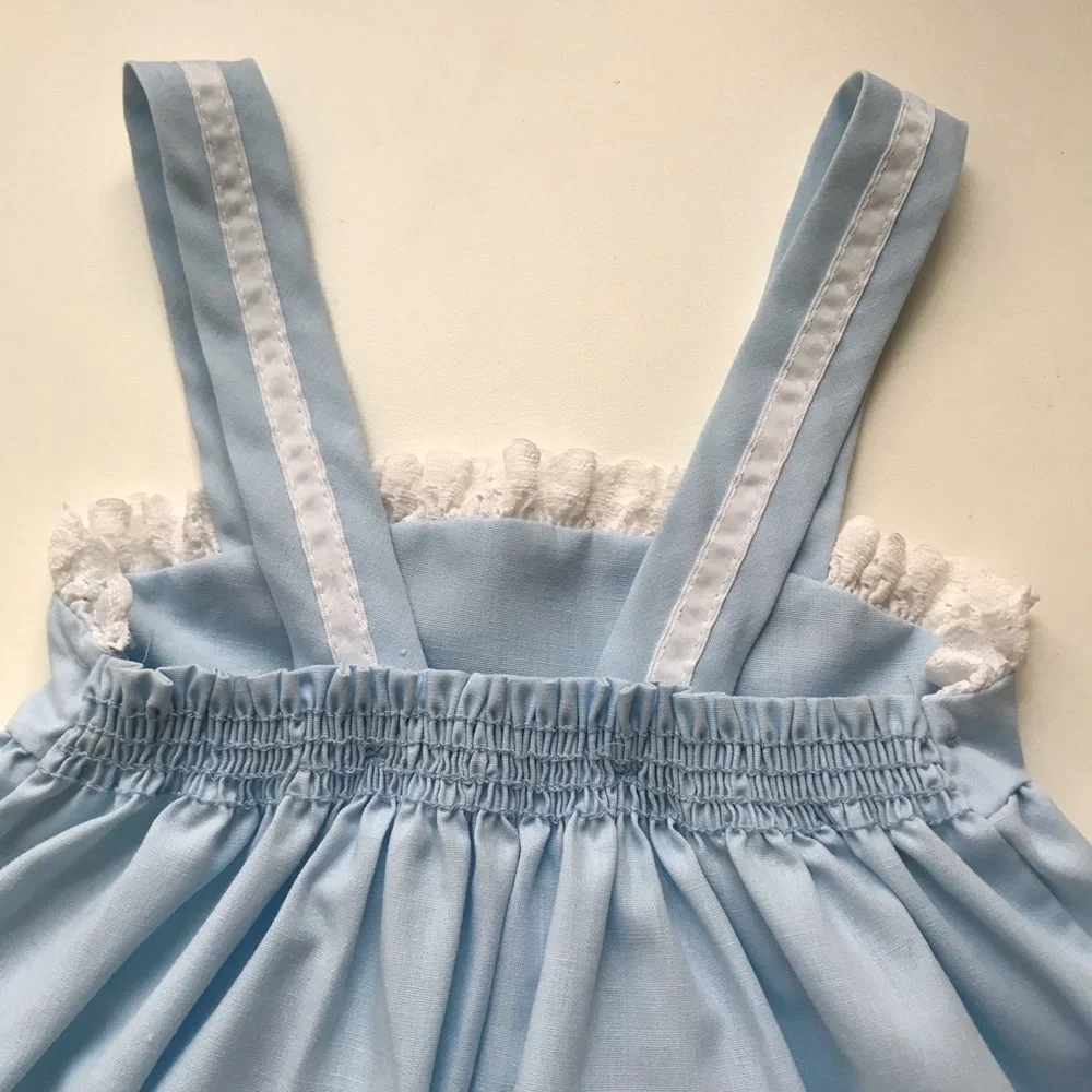 Vintage Evy of California Blue Apron Lace Dress
